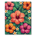 Lush Hibiscus Tropical Floral Foliage Rug