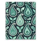 Elegant Teal Paisley Floral Scroll Area Rug
