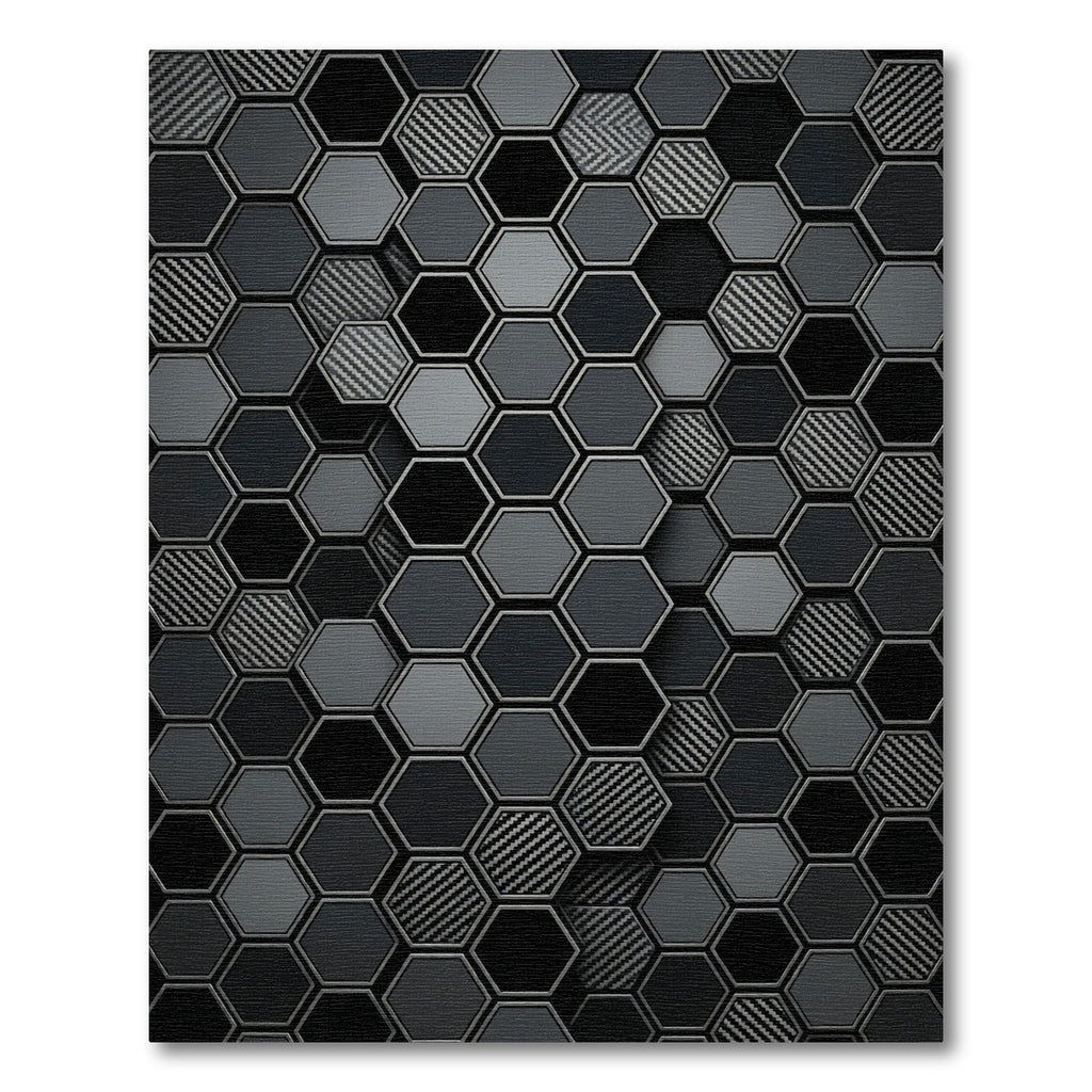 Dark Monochrome Hexagonal Grid Rug