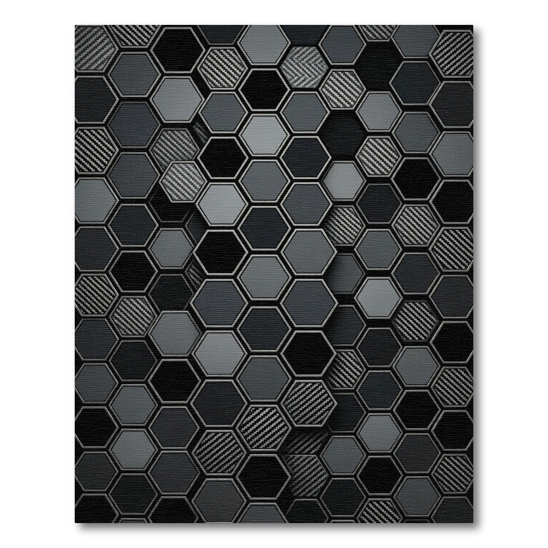 Dark Monochrome Hexagonal Grid Rug
