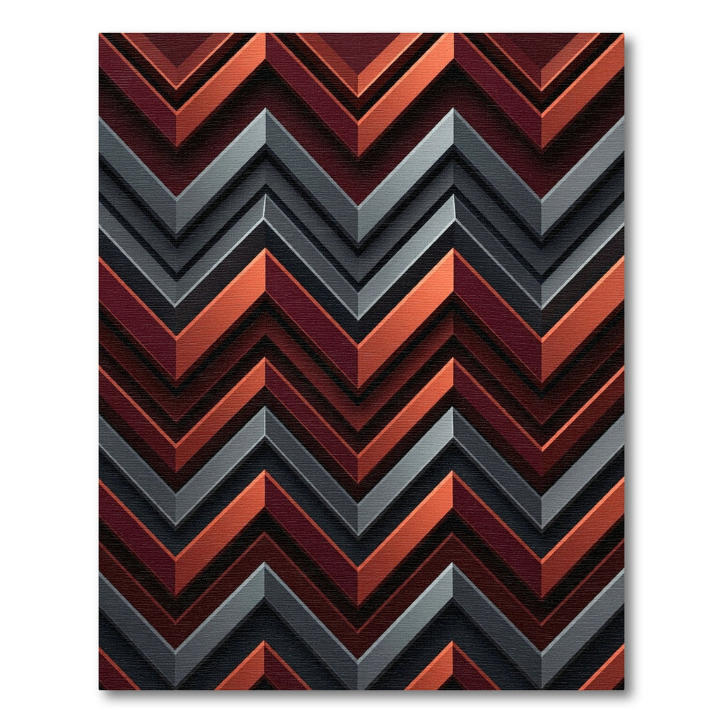 Bold Crimson Gray Chevron Rug