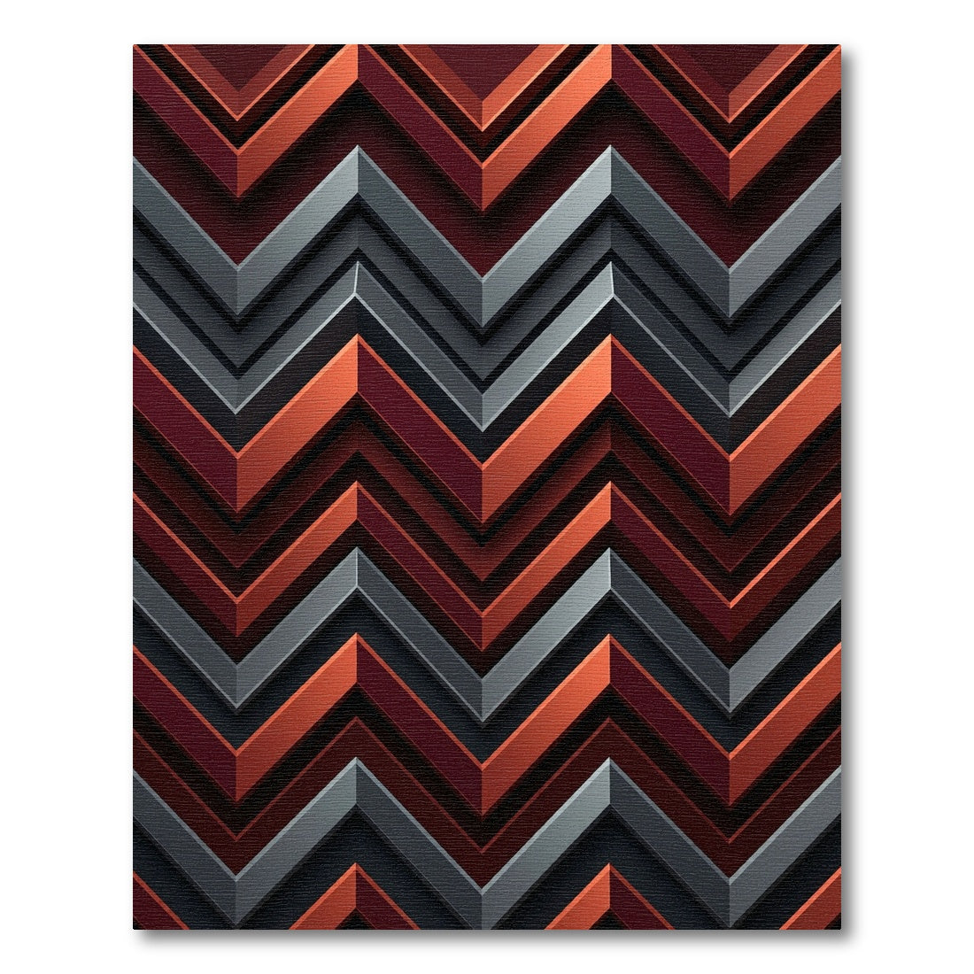 Bold Crimson Gray Chevron Rug