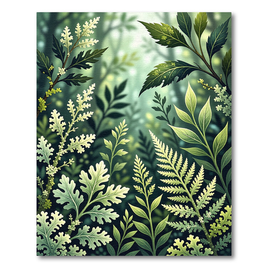 Lush Emerald Forest Botanical Foliage Rug