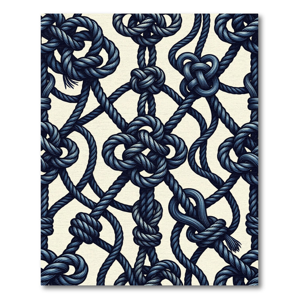 Intricate Navy Nautical Rope Knot Rug