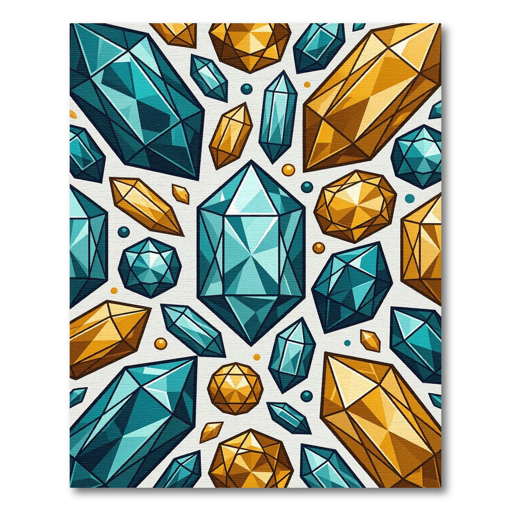 Teal Gold Gemstone Collage Rug