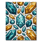Teal Gold Gemstone Collage Rug