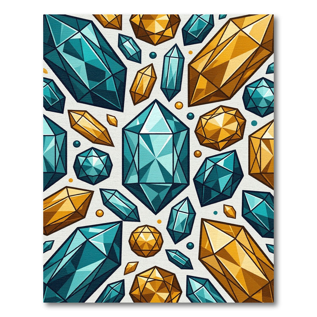 Teal Gold Gemstone Collage Rug