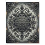 Ornate Charcoal Baroque Floral Medallion Rug