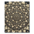 Golden Floral Mandala Medallion Circular Rug