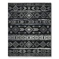 Silver Black Tribal Diamond Stripe Rug