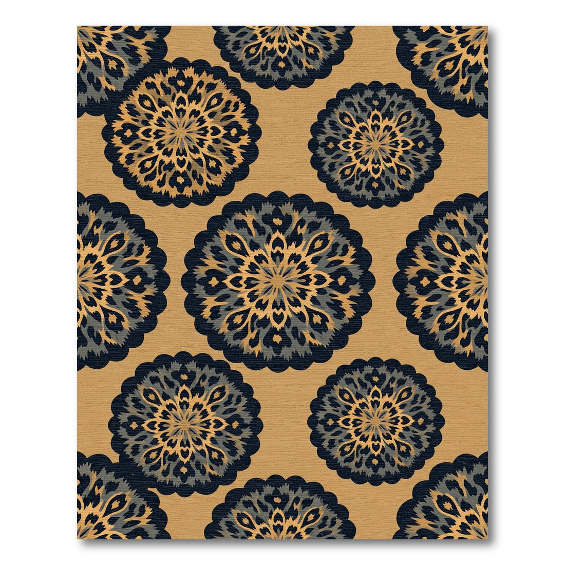 Gilded Indigo Mandala Medallion Rug