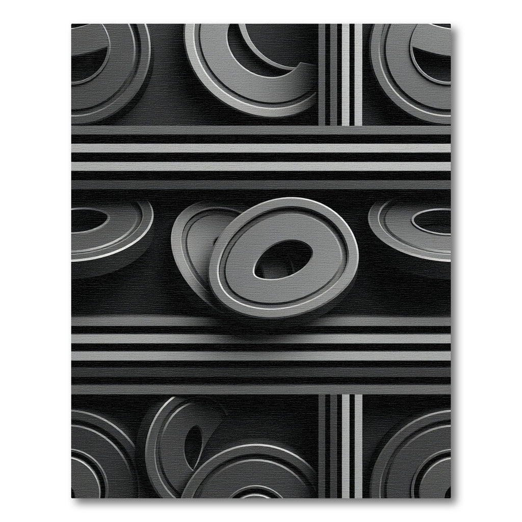 Modern Gray Stacked Geometric Circles Rug