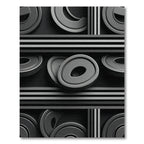 Modern Gray Stacked Geometric Circles Rug