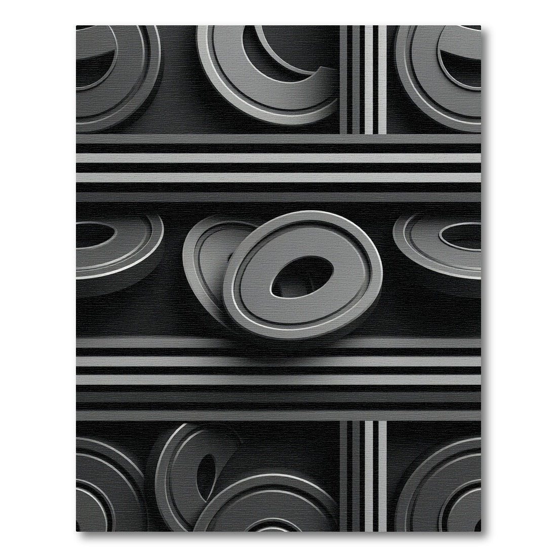 Modern Gray Stacked Geometric Circles Rug