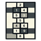 Monochrome Geometric Number Grid Rug