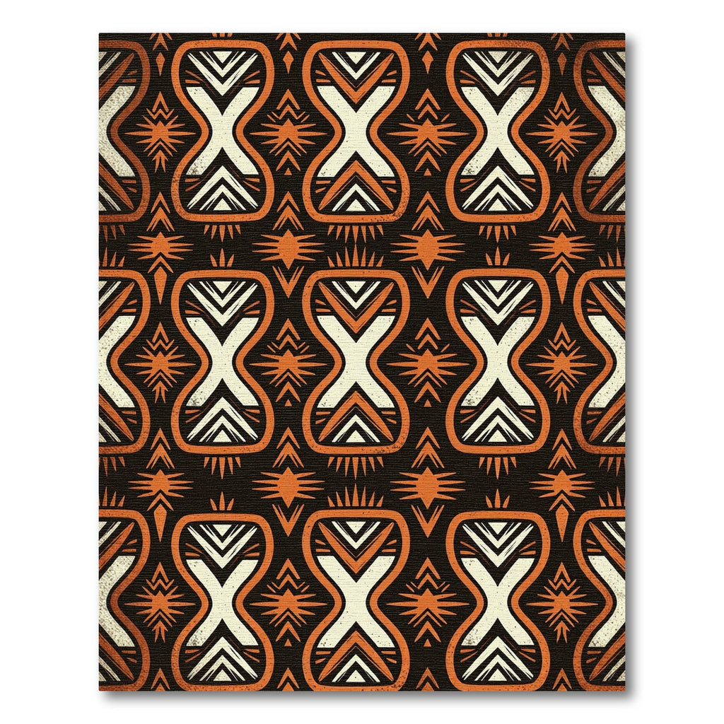 Geometric Terracotta Tribal Hourglass Earthy Rug