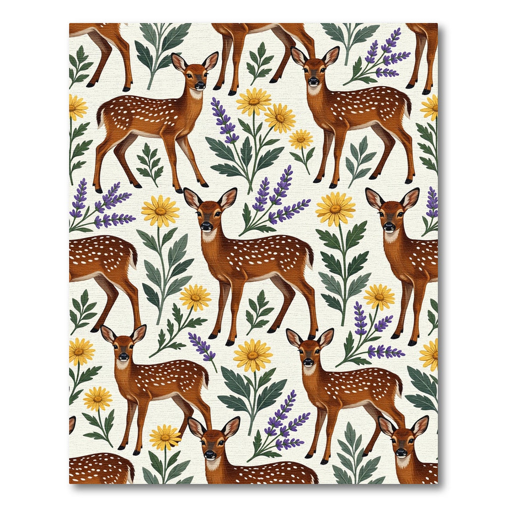 Charming Fawn Woodland Floral Meadow Rug