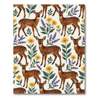 Charming Fawn Woodland Floral Meadow Rug