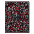 Gothic Crimson Silver Filigree Medallion Rug