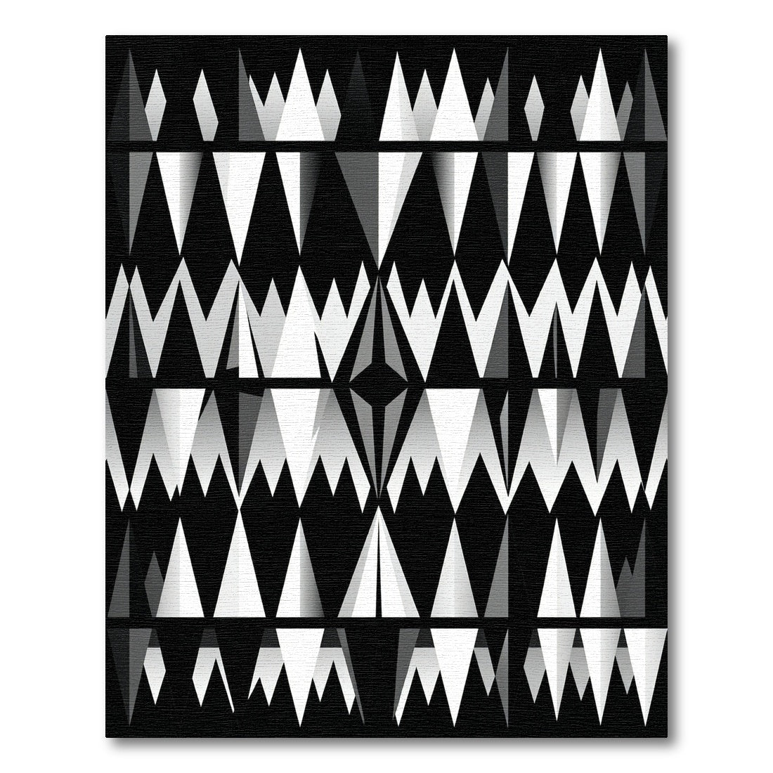 Bold Monochrome Geometric Spiked Abstract Rug