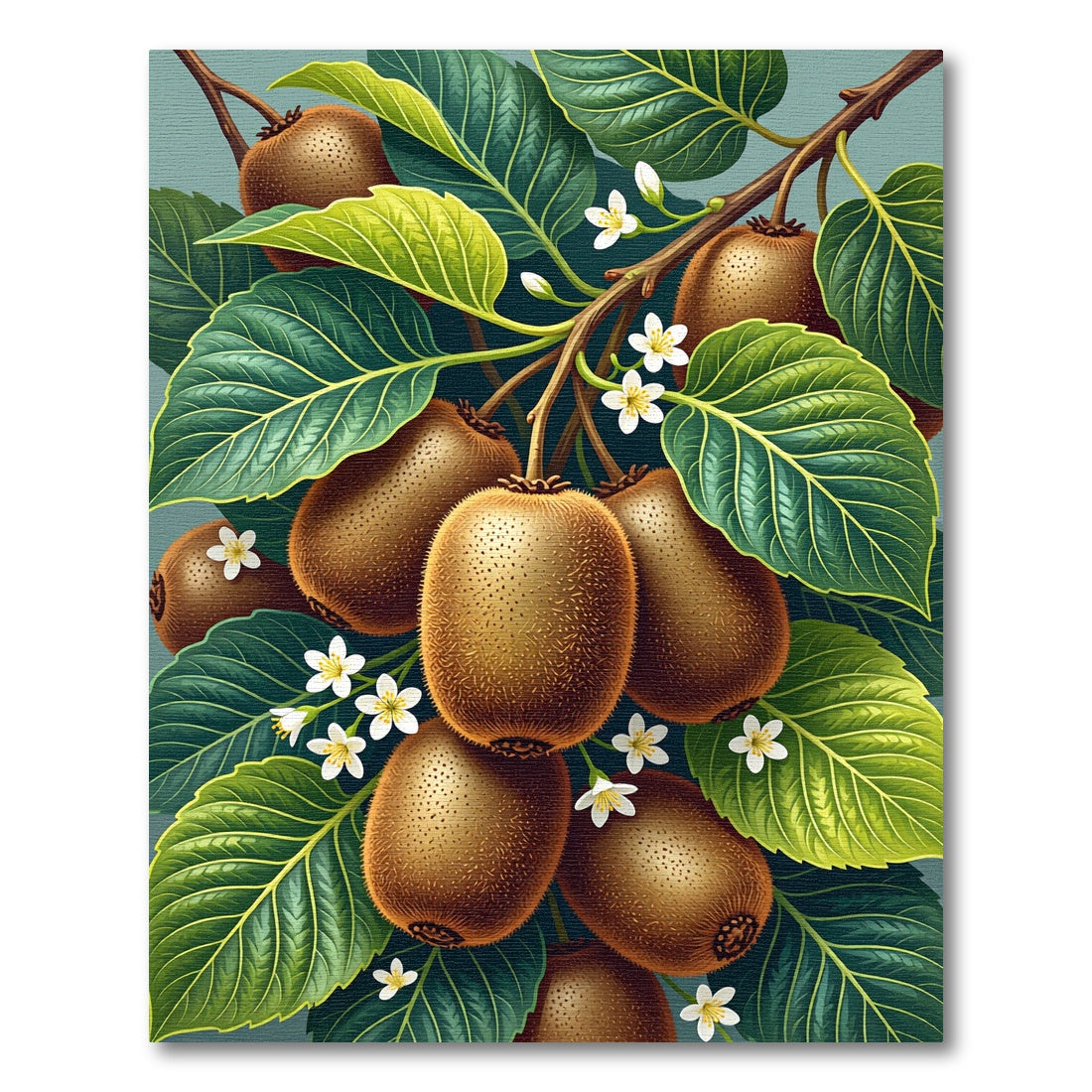 Lush Botanical Kiwi Fruit Foliage Rug
