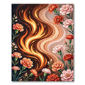 Fiery Waves with Coral Carnations Rug