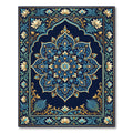 Deep Blue Golden Lotus Mandala Rug