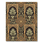 Ornate Black Gold Palm Archway Rug
