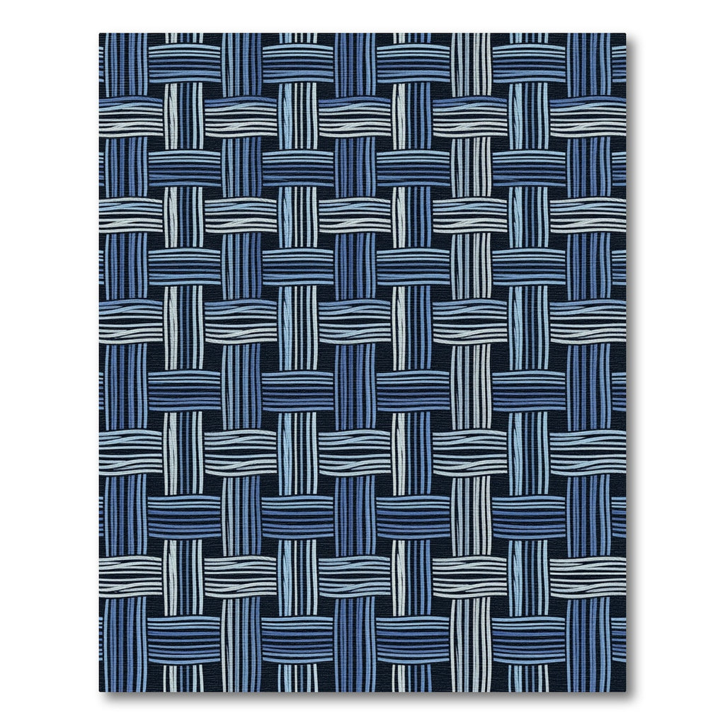 Blue Woven Grid Texture Rug