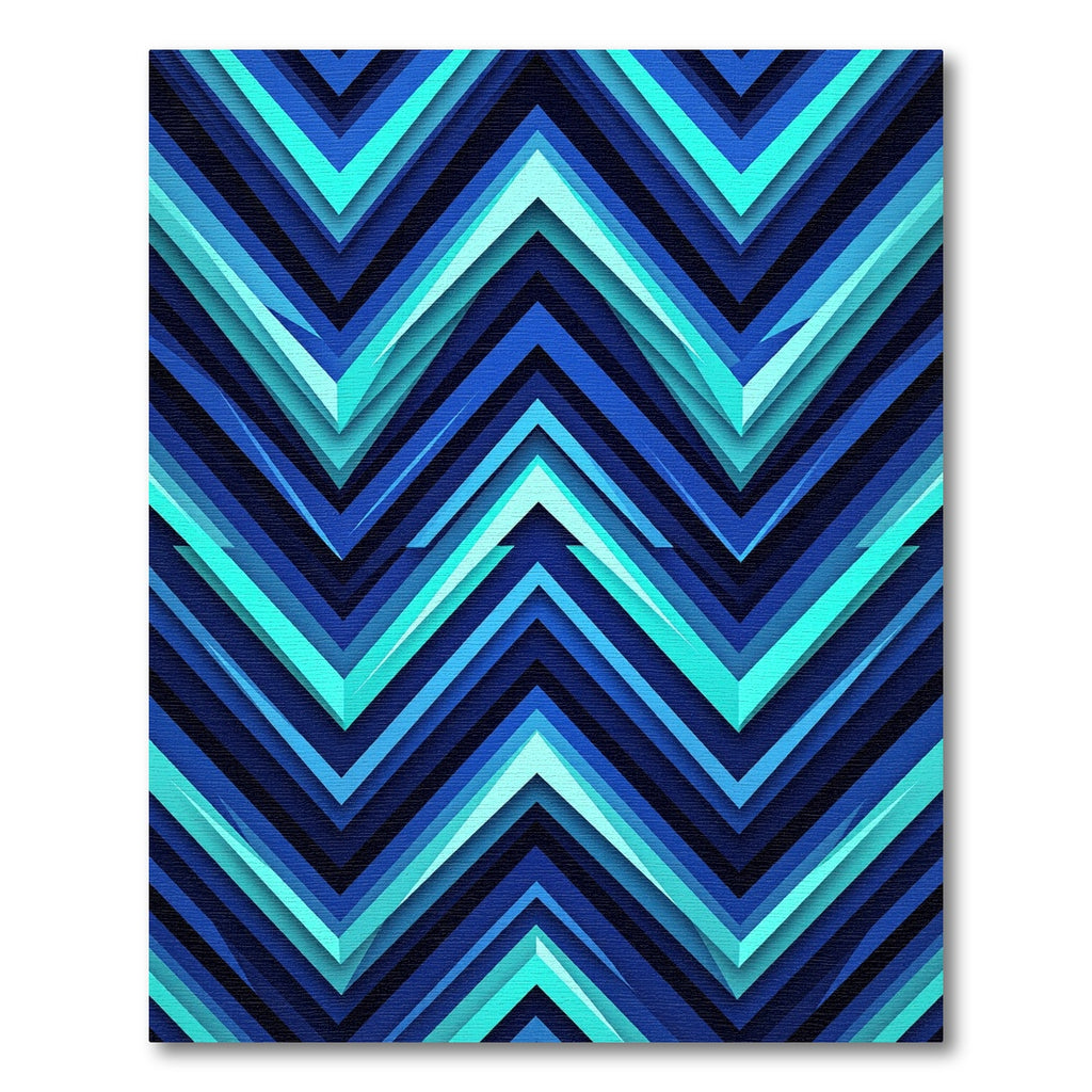 Deep Blue Teal Chevron Layers Rug