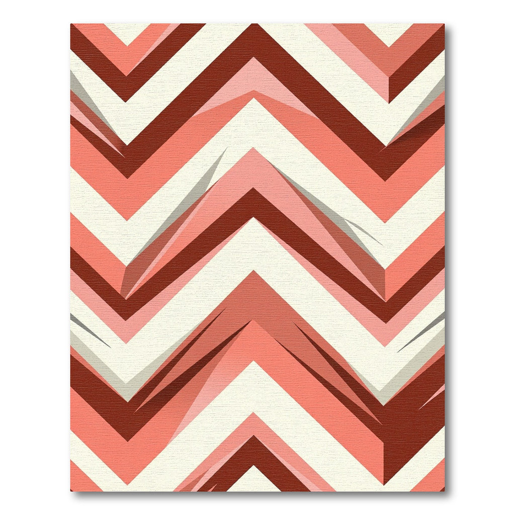 Coral Crimson Chevron Layers Rug