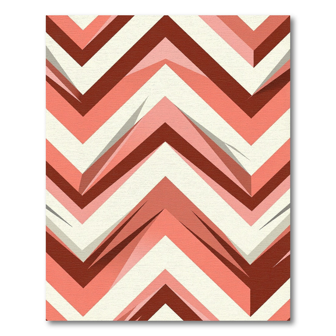 Coral Crimson Chevron Layers Rug