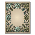 Sage Green Botanical Medallion Border Rug