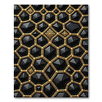Gilded Black Hexagonal Geometric Jewel Rug