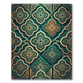 Emerald Gold Ornate Quatrefoil Damask Rug