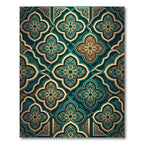 Emerald Gold Ornate Quatrefoil Damask Rug