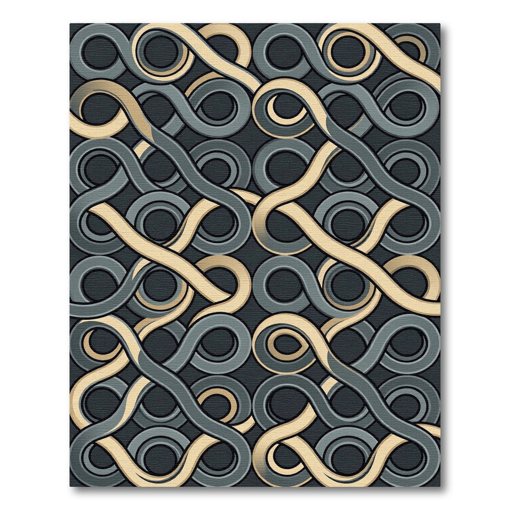 Golden Infinity Interlocking Slate Geometric Rug