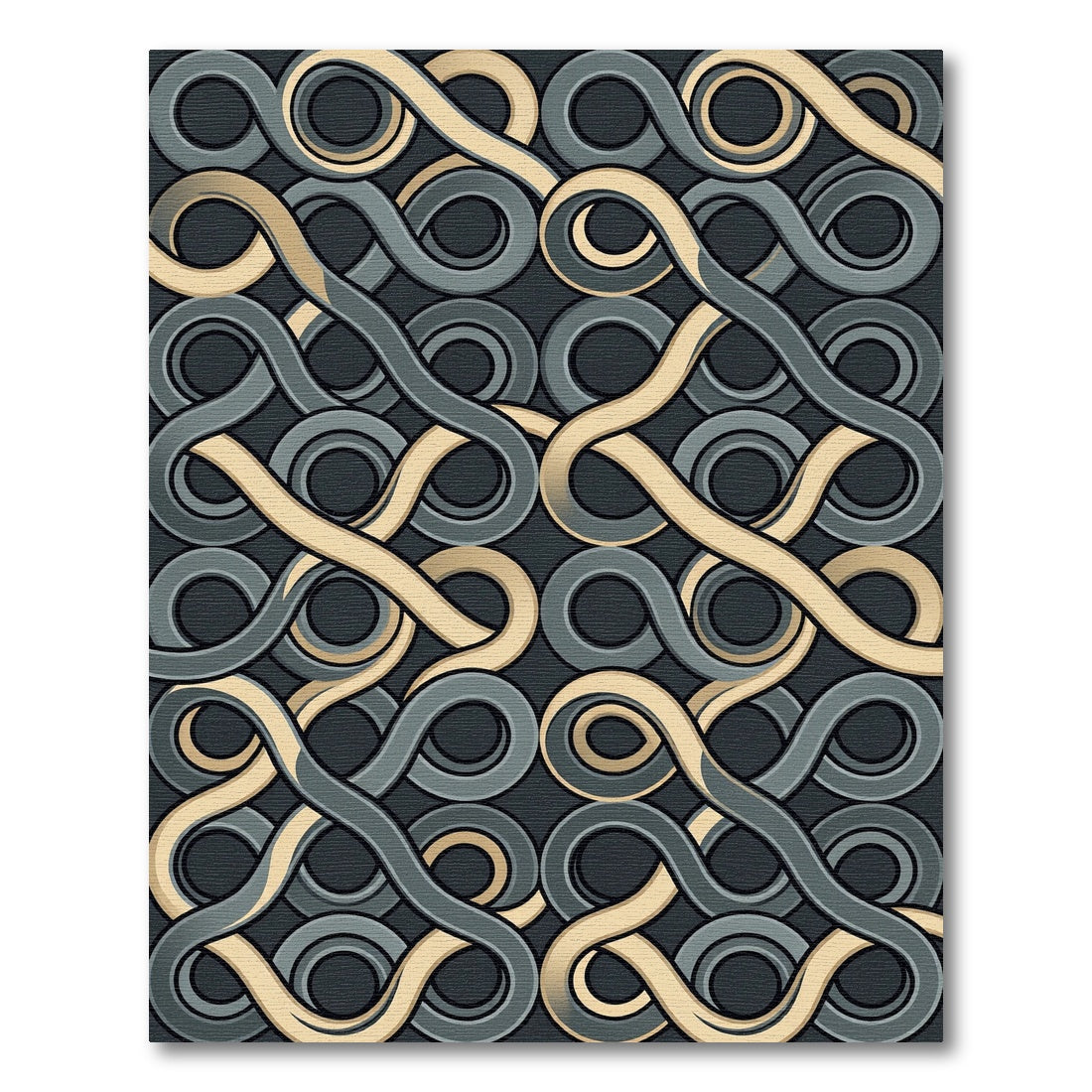 Golden Infinity Interlocking Slate Geometric Rug