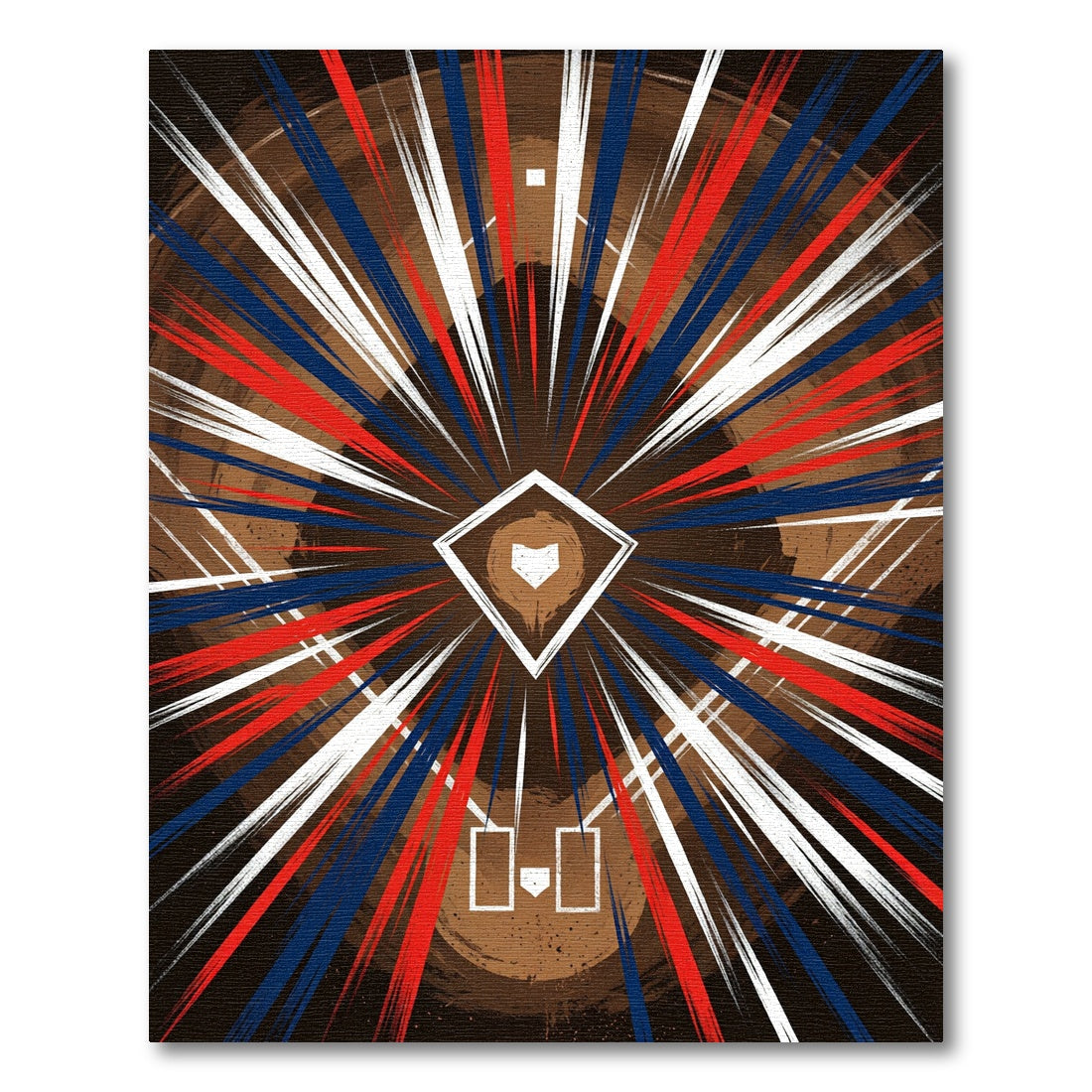 Dynamic Baseball Diamond Radiant Red White Blue Rug