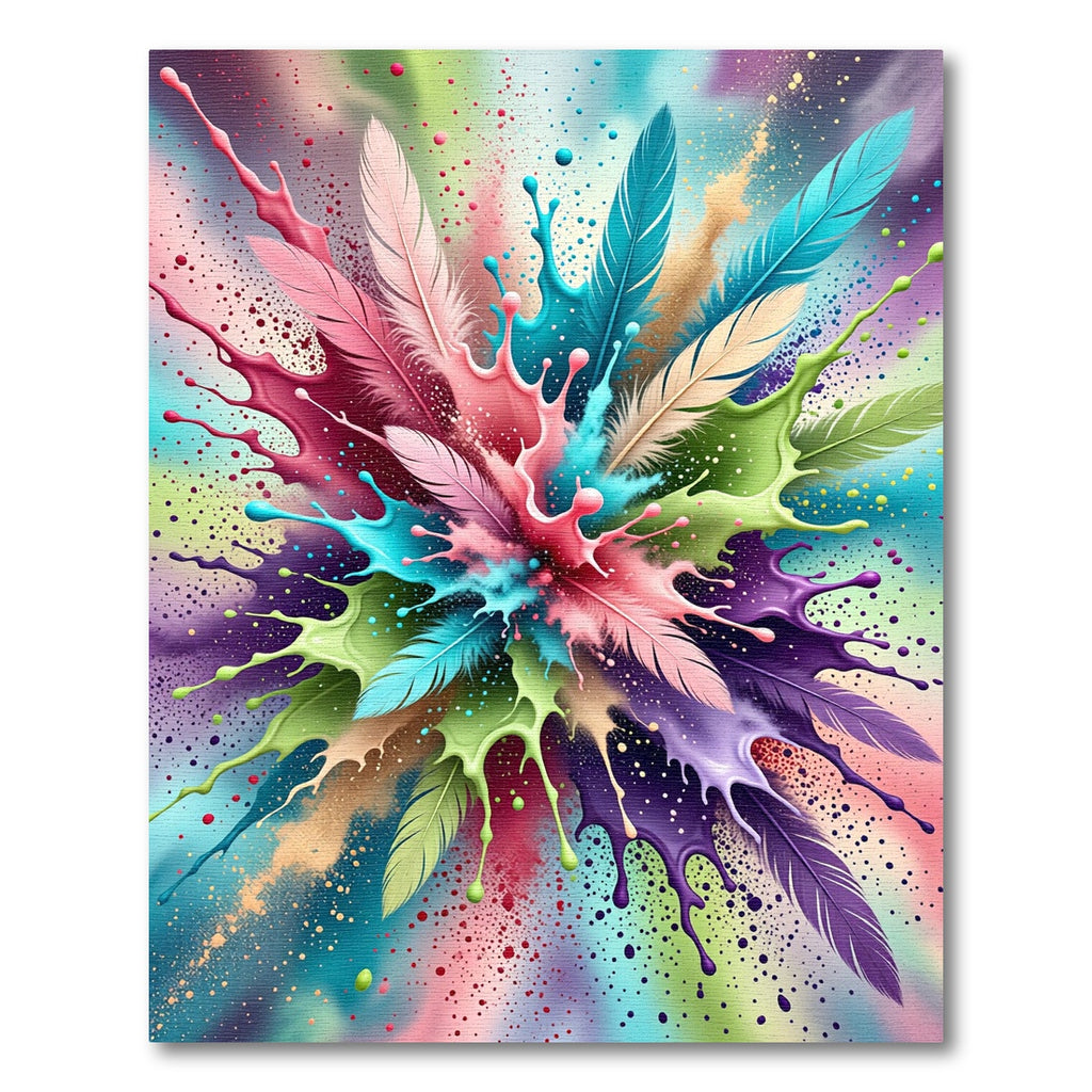 Colorful Feather Explosion Splatter Rug