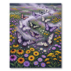 Whimsical Lavender Butterfly Meadow Rug