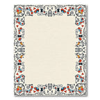 Red Blue Abstract Flourish Border Rug