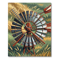 Rustic Golden Windmill Wheat Field Art Rug