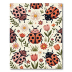 Cheerful Ladybugs With Daisies And Tulips Rug