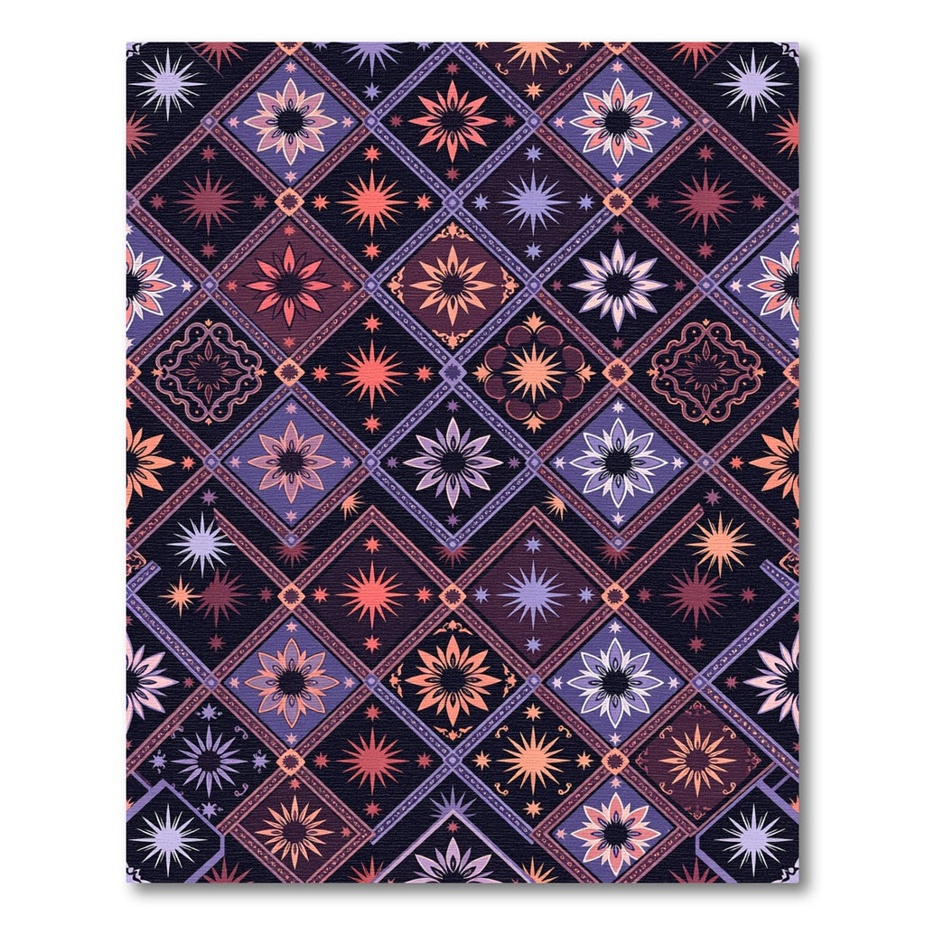 Crimson Teal Starburst Medallion Quilt Rug