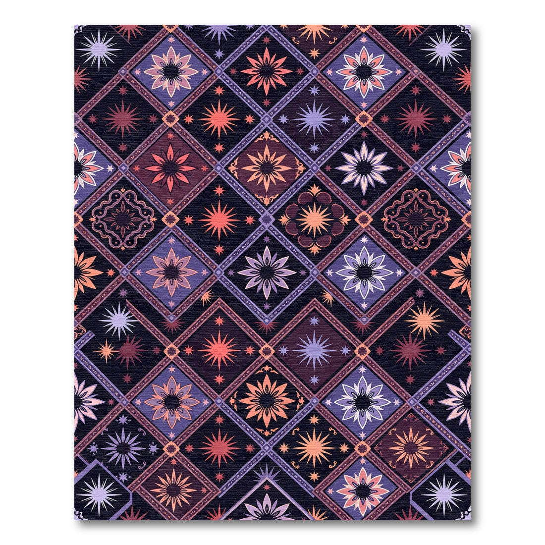 Crimson Teal Starburst Medallion Quilt Rug