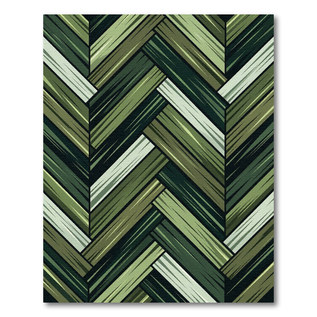 Forest Green Herringbone Wood Grain Rug