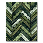 Forest Green Herringbone Wood Grain Rug