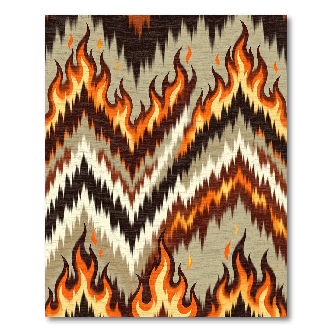 Fiery Orange Zigzag Ikat Flame Rug
