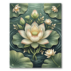 Serene Cream Lotus Blossom Pond Rug